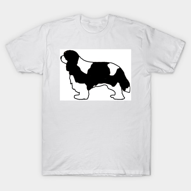 cavalier king charles spaniel black and white silhouette T-Shirt by Wanderingangel